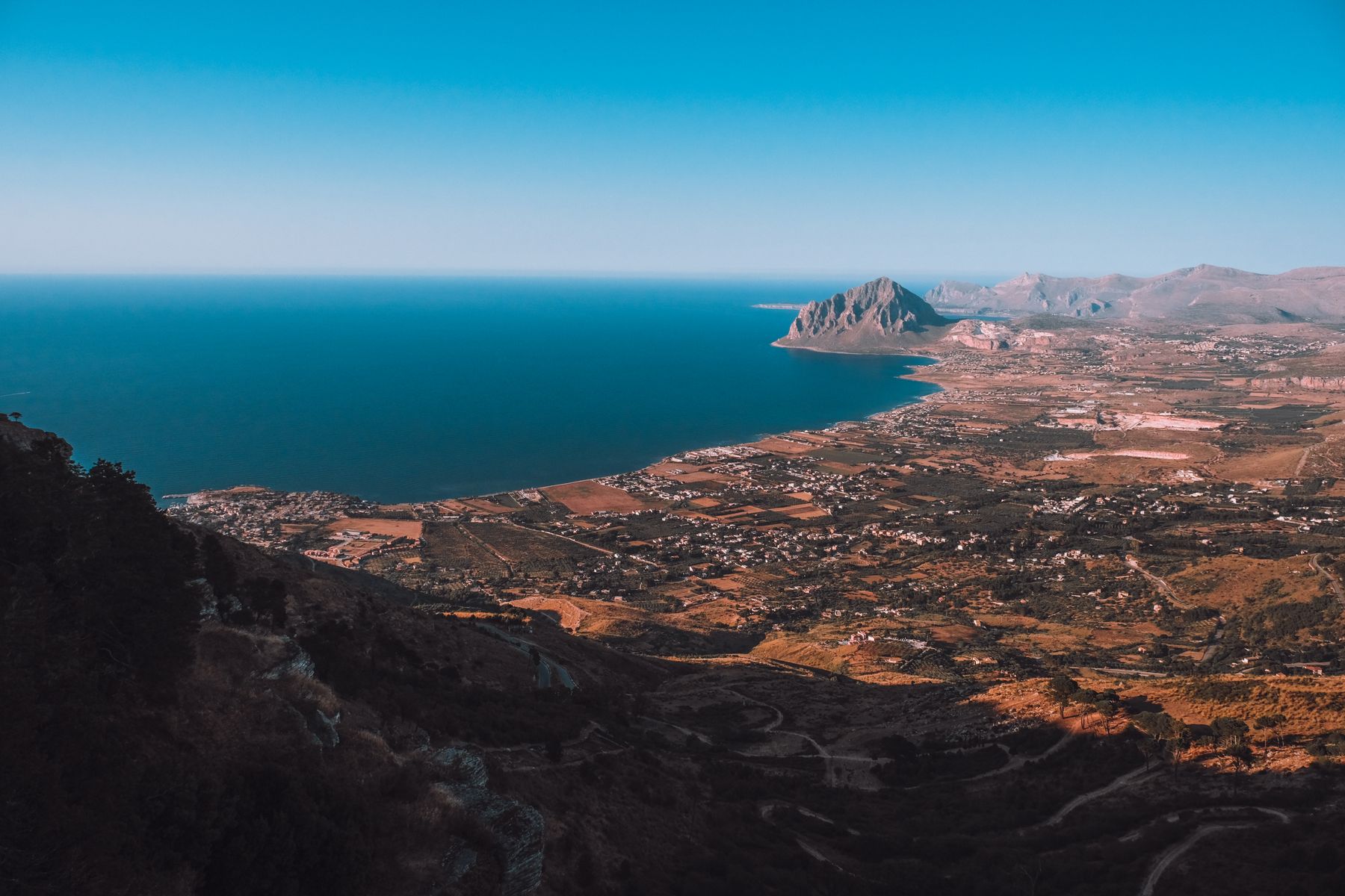 North-western Sicilian coast with a broad bay and limestone mountains