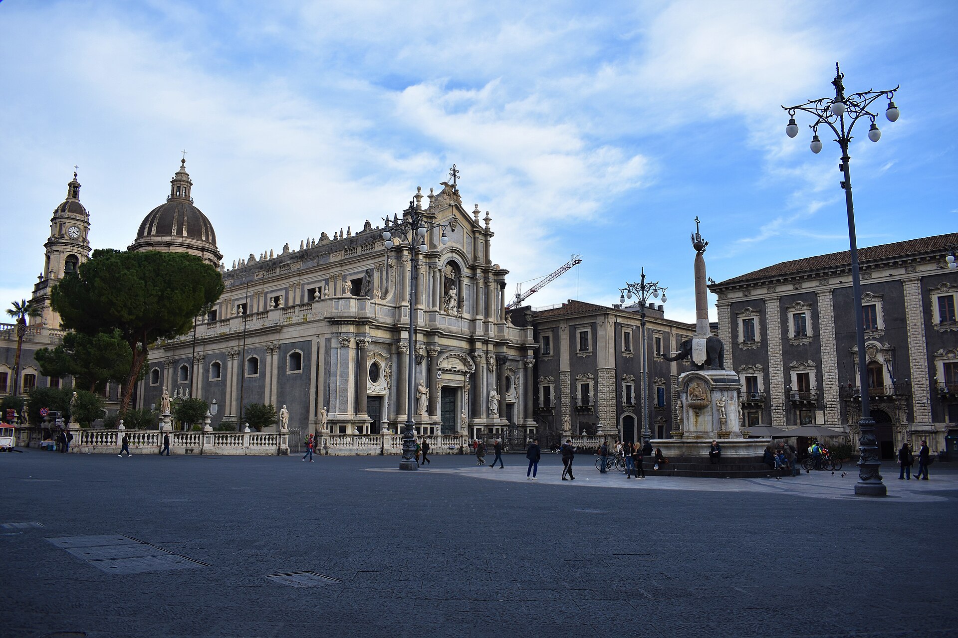 Piazza del Duomo in Catania with the cathedral and elephant fountain