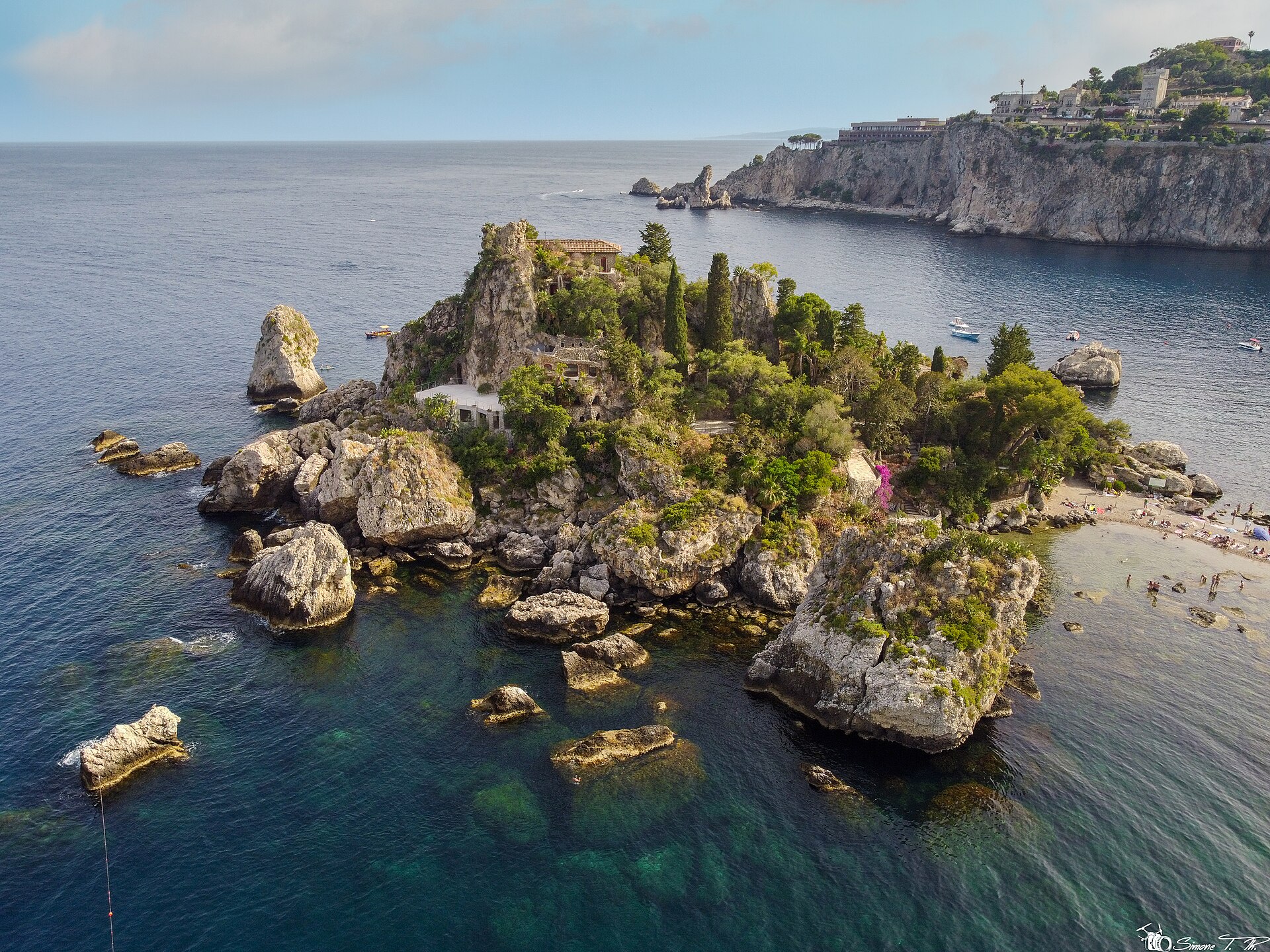 Isola Bella and its narrow beach causeway below Taormina