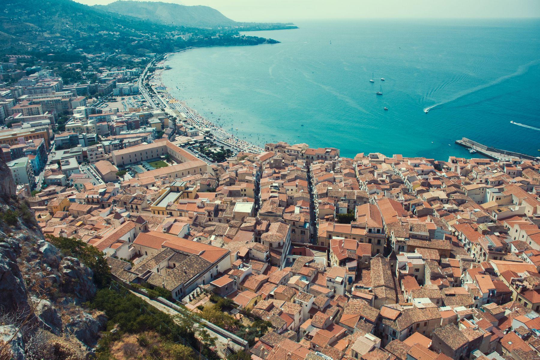 Cefalù’s historic centre between the sea and La Rocca